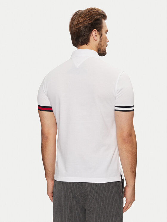 Рубашка поло облегающего кроя Flag Cuff MW0MW37518 Tommy Hilfiger, белый — фото 3
