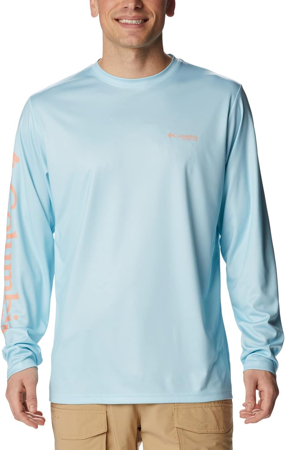 

Футболка Columbia Mens Terminal Tackle PFG Carey Chen LsT-Shirt, Spring Blue/Offshore Slam