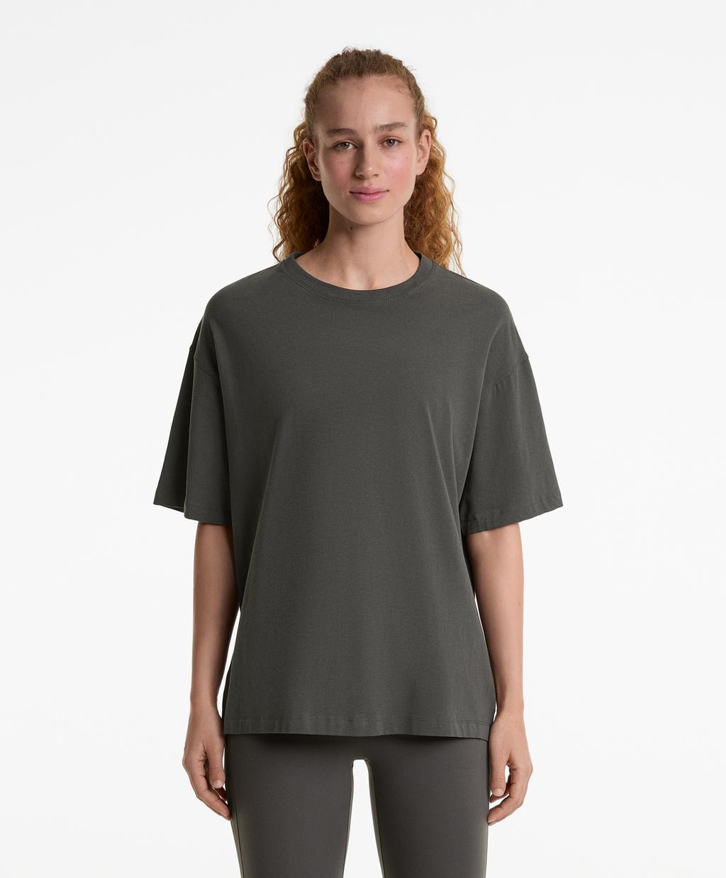 

Футболка из хлопчатобумажной смеси с коротким рукавом Oysho, цвет Dark Lead Grey