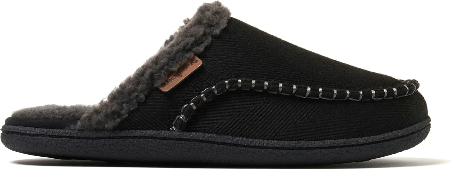 Мужские домашние туфли Dearfoams Matthew Moc Toe для использования в помещении и на улице, черный — фото 3