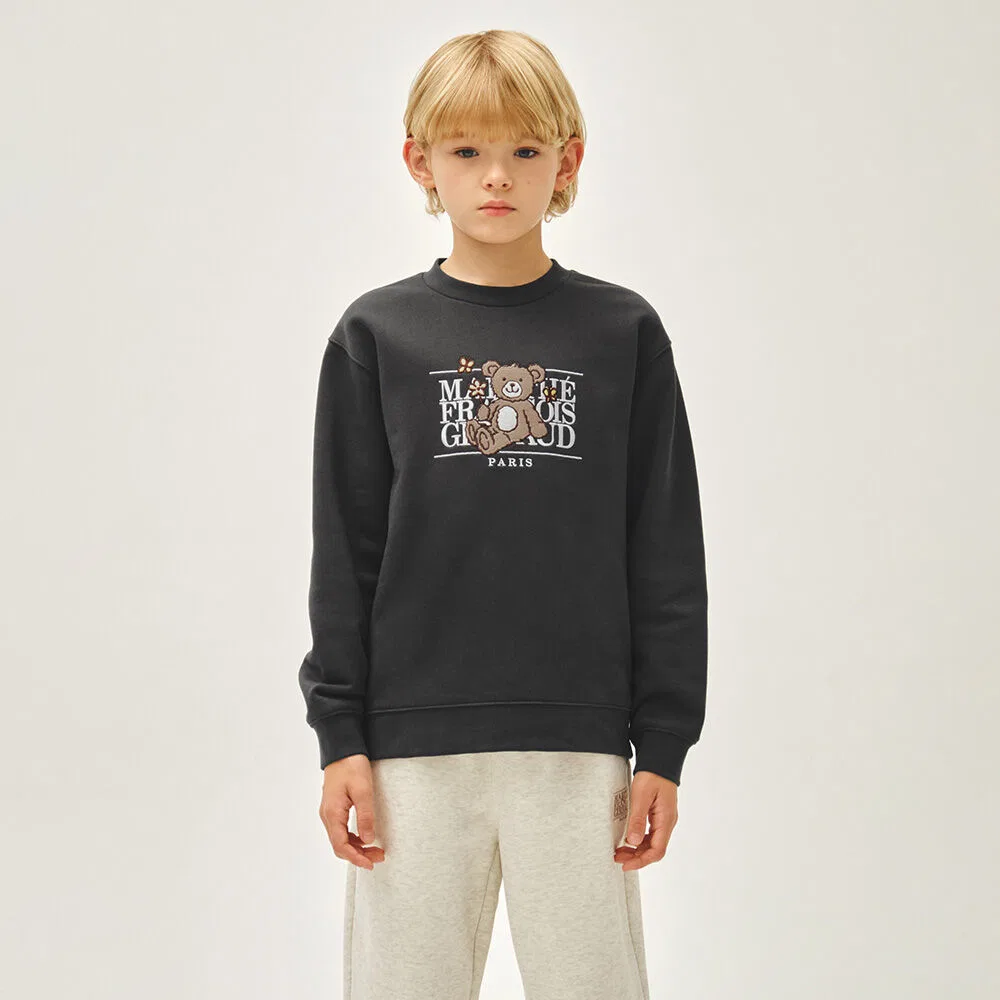 Детский угольный свитшот с цветочным медведем Classic Logo Regen от Marithé Kids