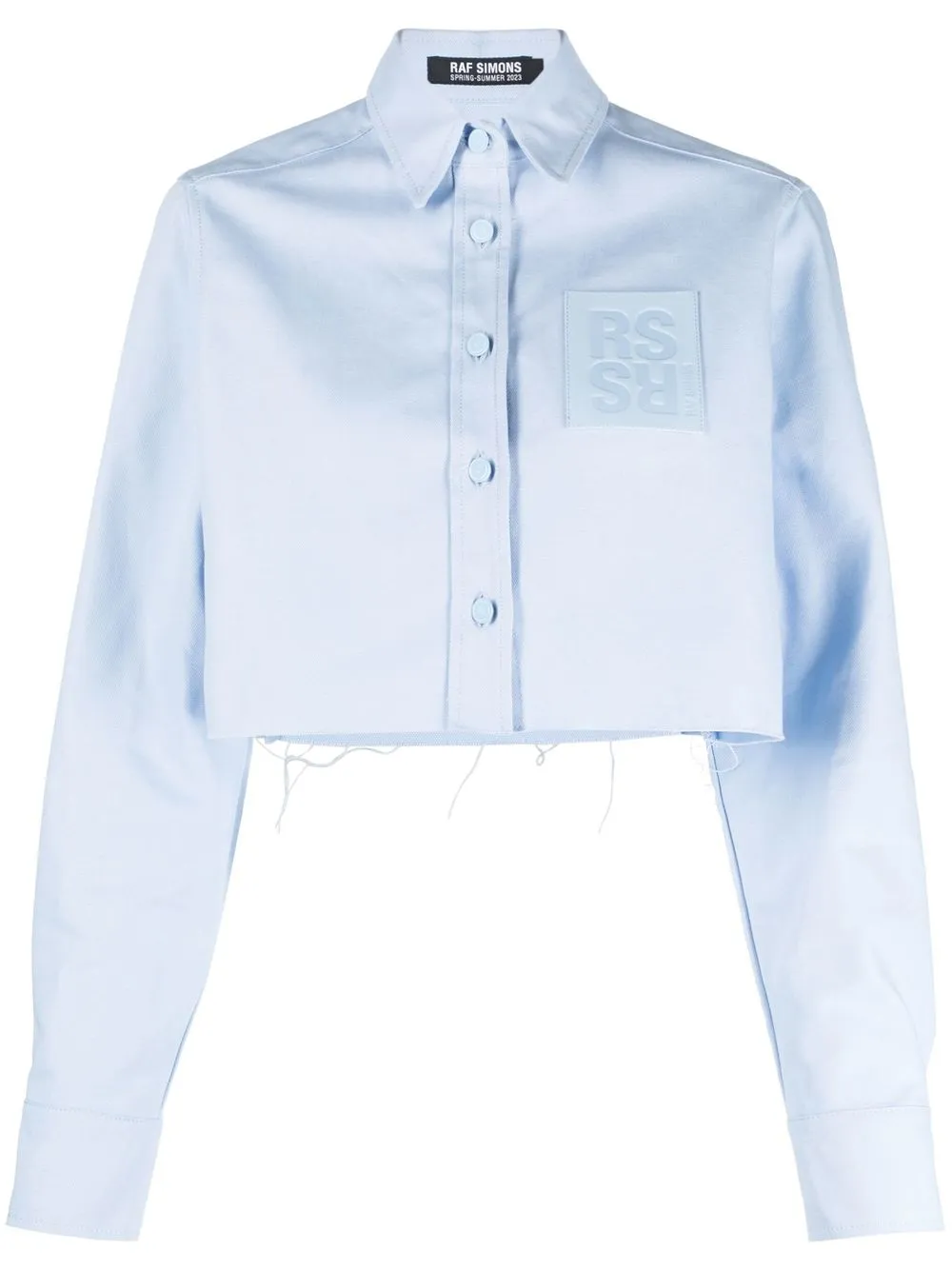 

Укороченная хлопковая рубашка Raf Simons, синий