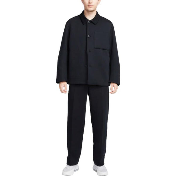 Куртка Nike Sportswear Tech Fleece Reimagined Wide Shirt Jacket 'Black', черный — фото 3