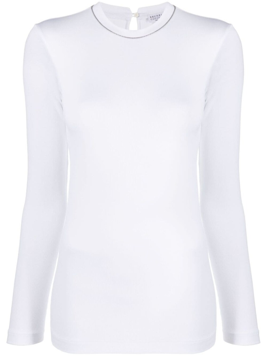 

Brunello Cucinelli топ с длинными рукавами и декором Monili, белый