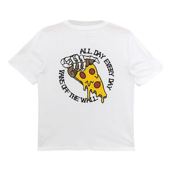 

Футболка Men's Vans Skeleton Pizza Cartoon Printing Casual Round Neck Short Sleeve White, белый