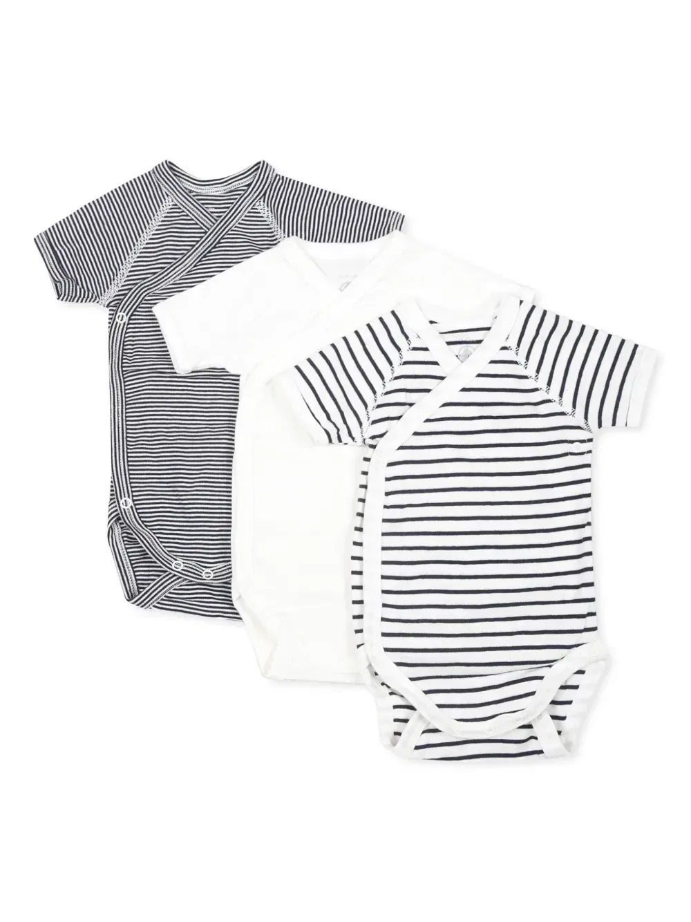 Полосатые боди из органического хлопка (комплект из трех штук) Petit Bateau, белый
