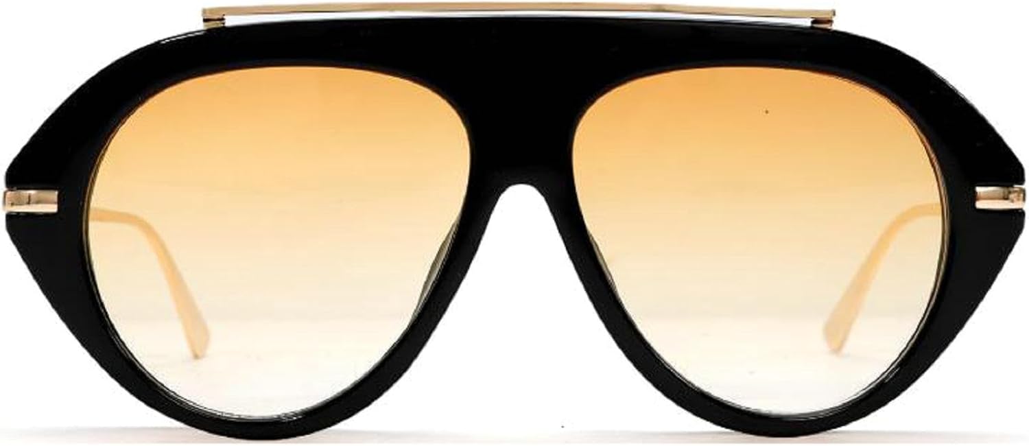 

Винтажные большие солнцезащитные очки-пилот для женщин, крупная оправа, популярные мужские солнцезащитные очки-пилот с защитой от УФ-излучения UV400 mincl, Black Yellow