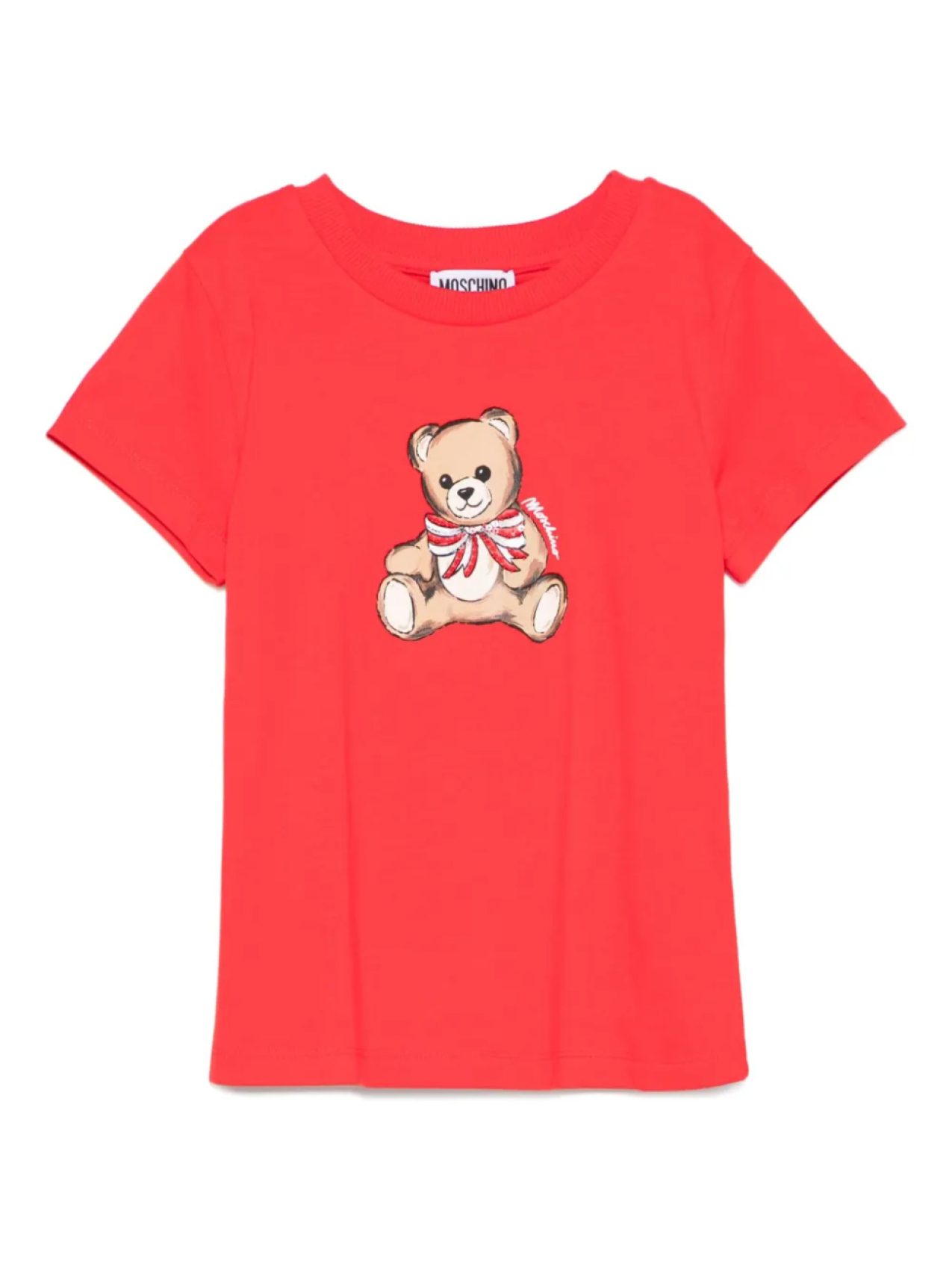 

Футболка Moschino Kids с принтом медведя, красный