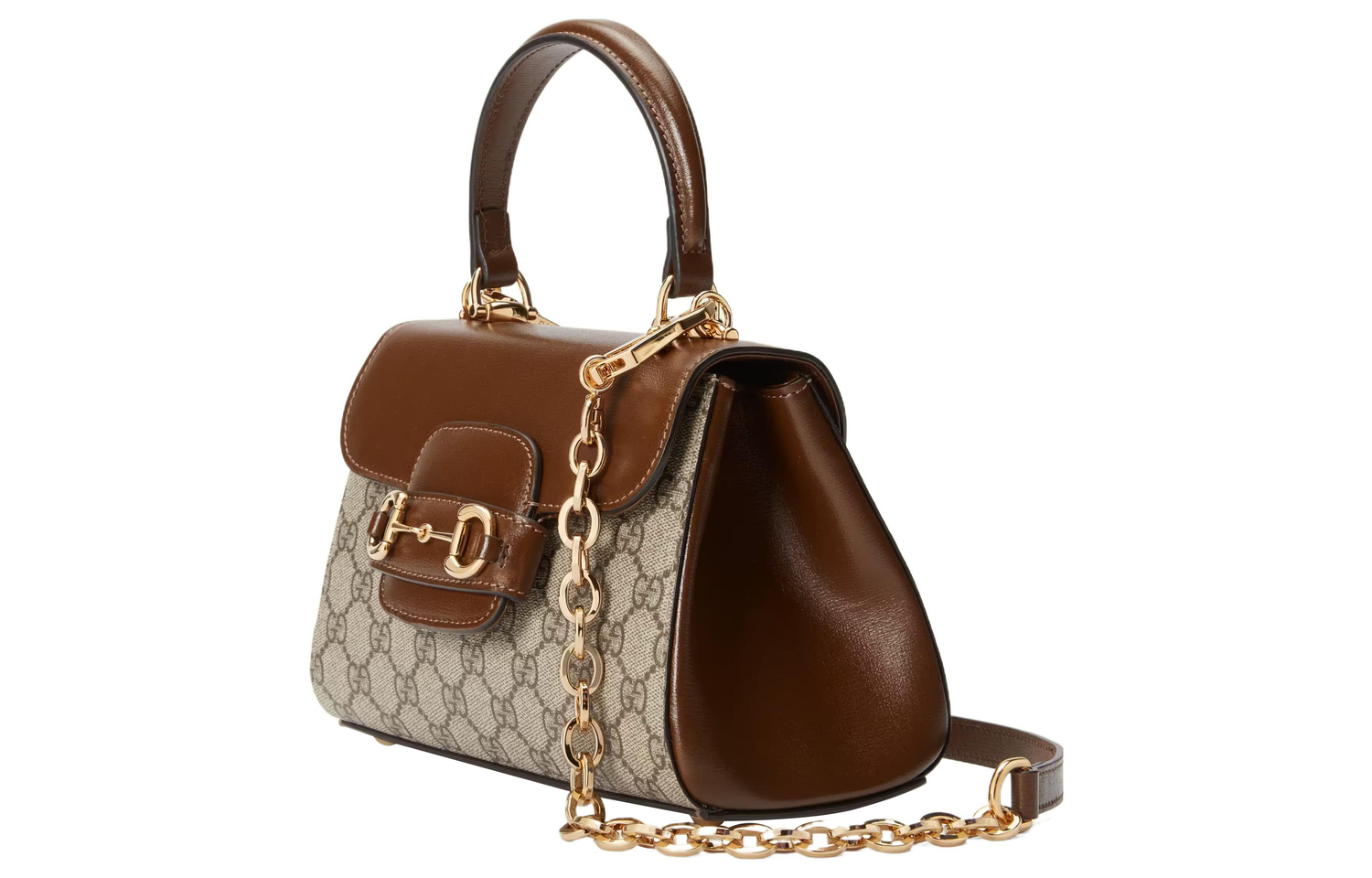 Мини-сумка Gucci Horsebit 1955 из канваса с кожаной отделкой — фото 3