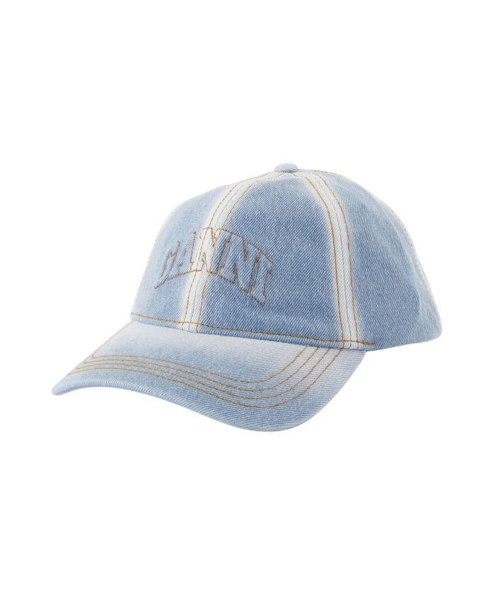 

Синяя хлопковая шапка - размер 1 Ganni, синий