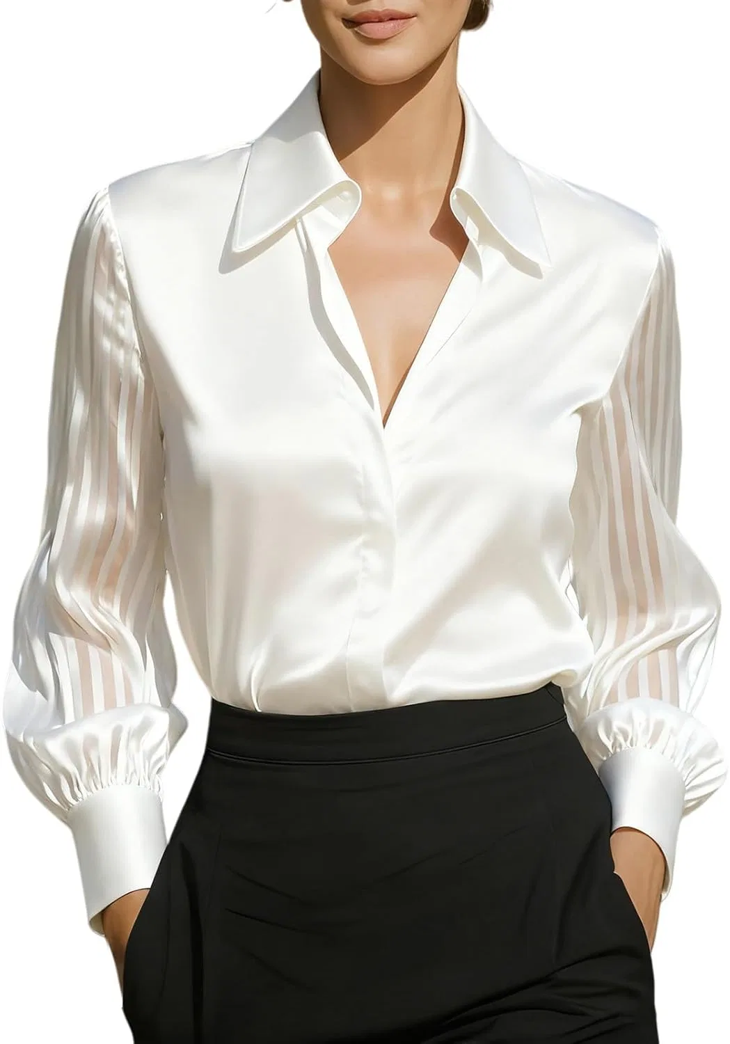 Блуза с воротником, четырехсторонняя ткань, Button-Down Shirt, красный — фото 4