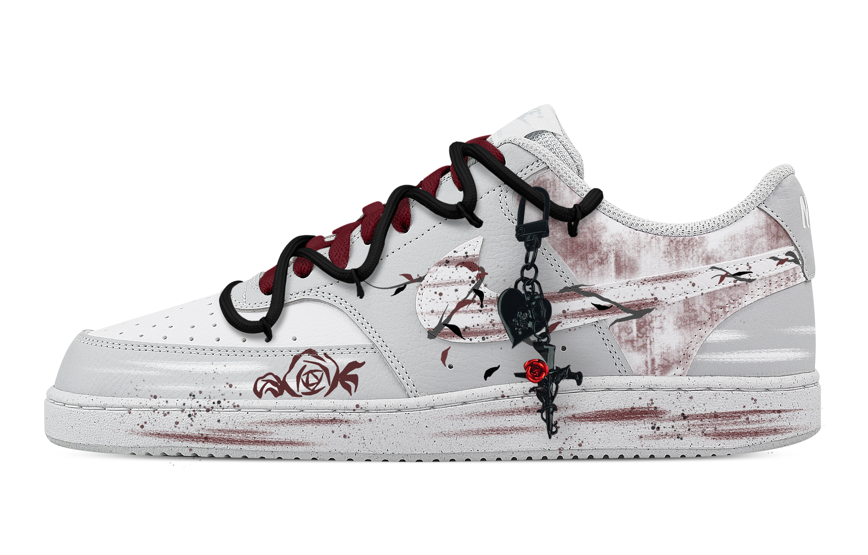 

Nike Кроссовки Court Vision Whisper для скейтбординга, износостойкие, низкие, мужские, белые, серые, красные