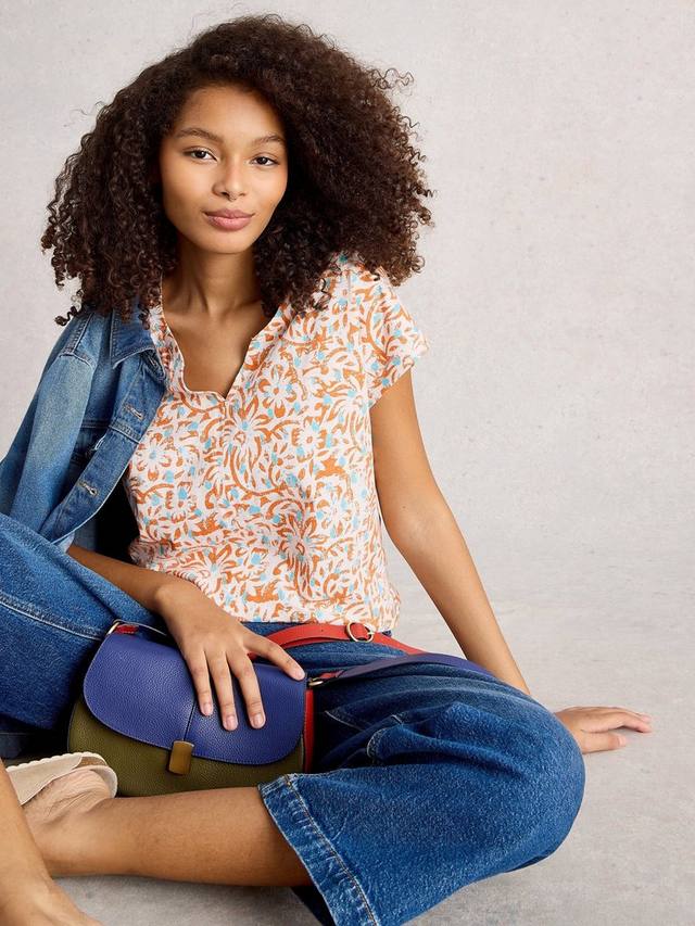 

Футболка Nelly с абстрактным цветочным принтом White Stuff, Orange/Multi