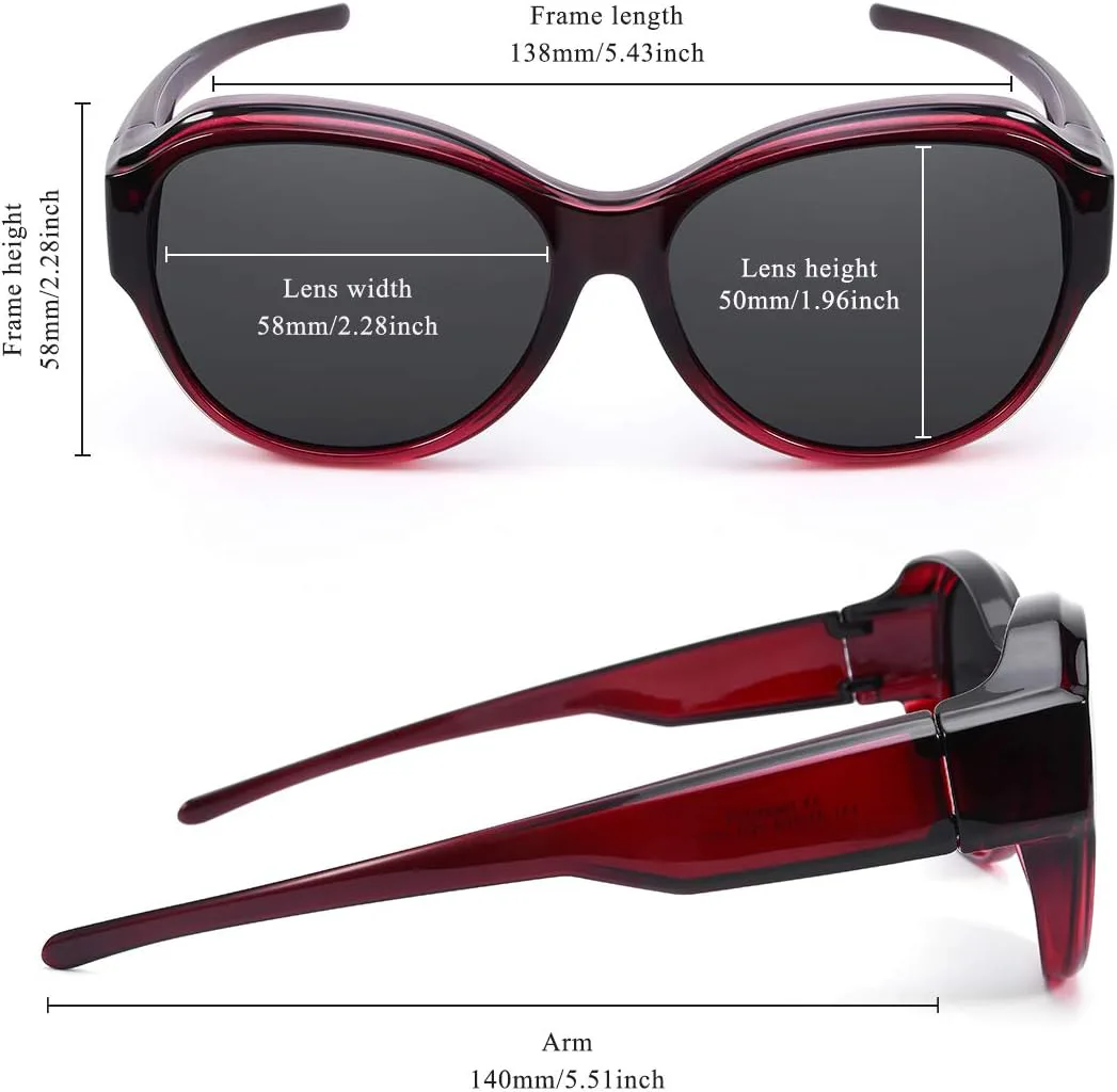 

Очки-накладки увеличенного размера для ношения поверх солнцезащитных очков (для женщин и мужчин) со 100% поляризацией и защитой от УФ-излучения TINHAO, A Gradient Red