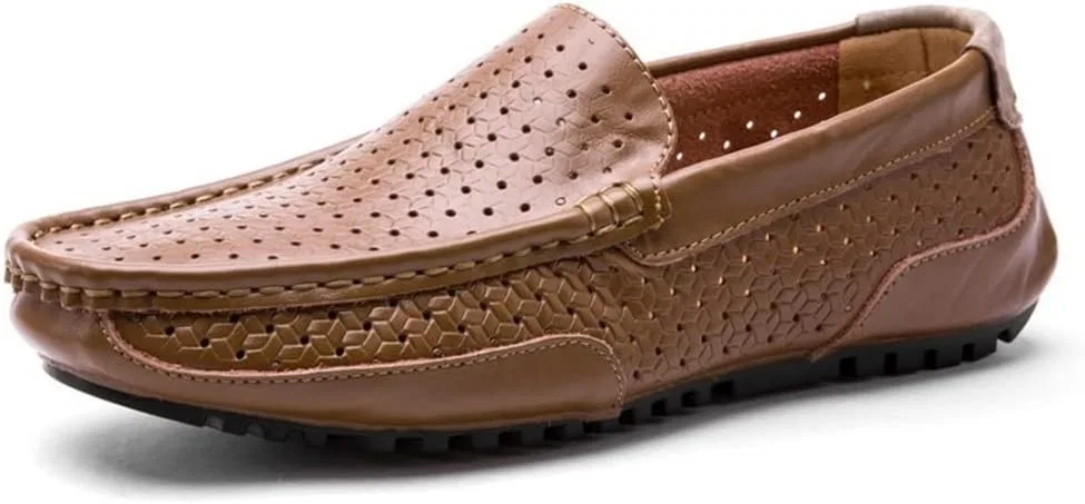 Лоферы кожаные, Loafers for Men Moccasins Shoes, Хаки SayfuR — фото 2