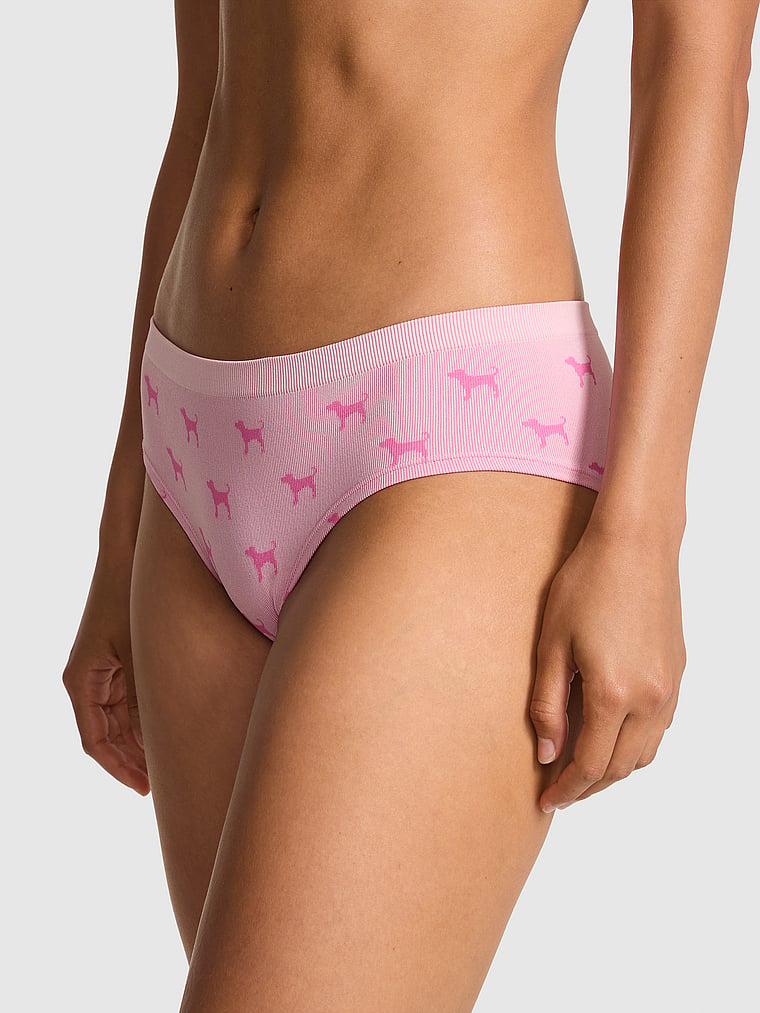 

Бесшовные трусики-хипхаггеры Pink, rib pink tulip dog print