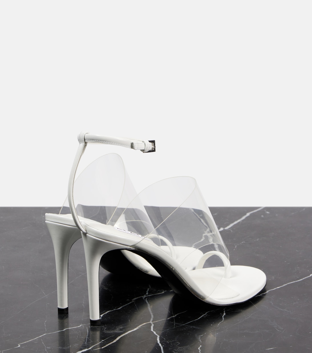 Сандалии из кожи и полиуретана Plexi 90 Alaïa, Blanc Optique — фото 2