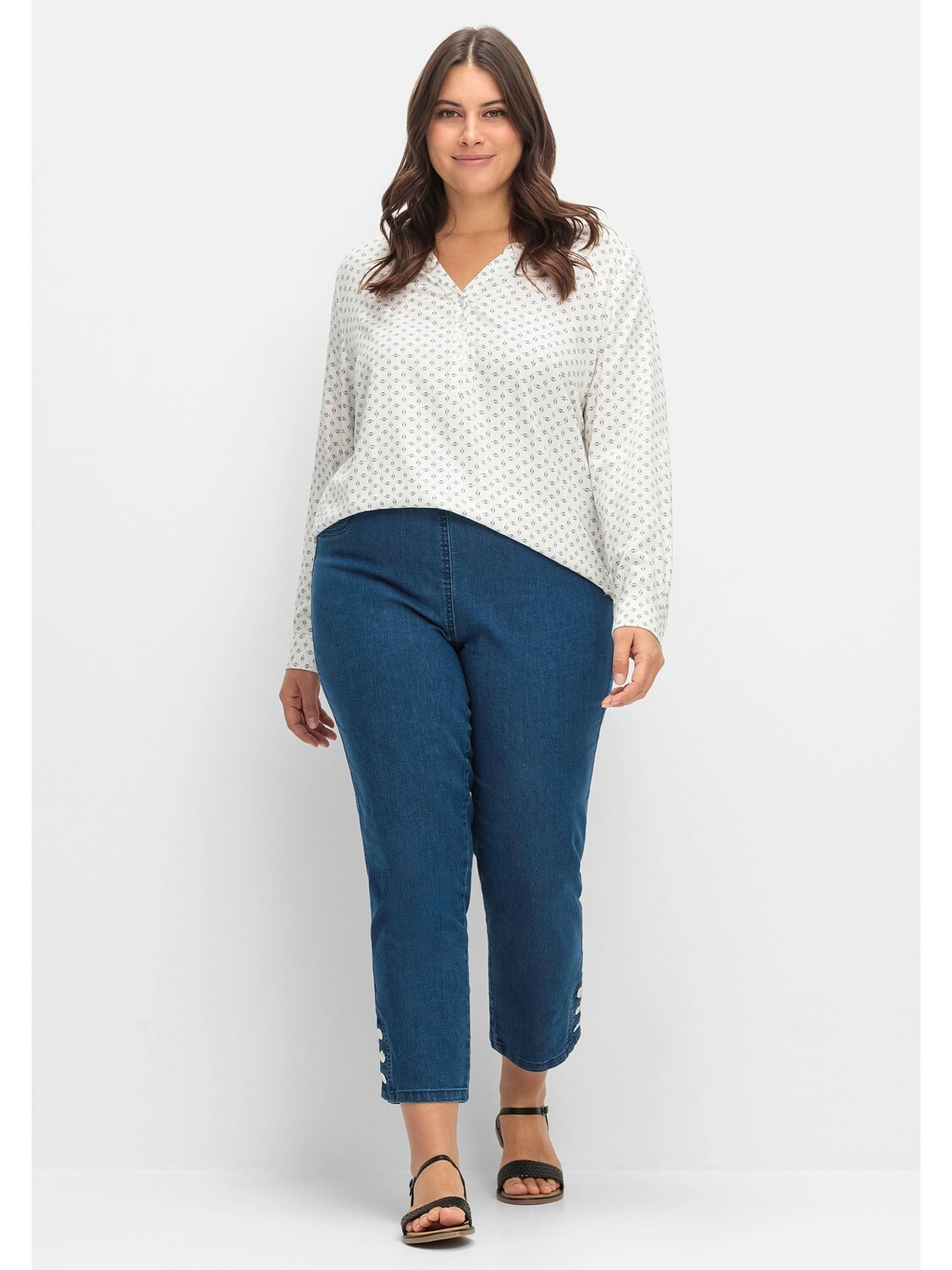 

Джинсы sheego 7/8, цвет dark blue Denim