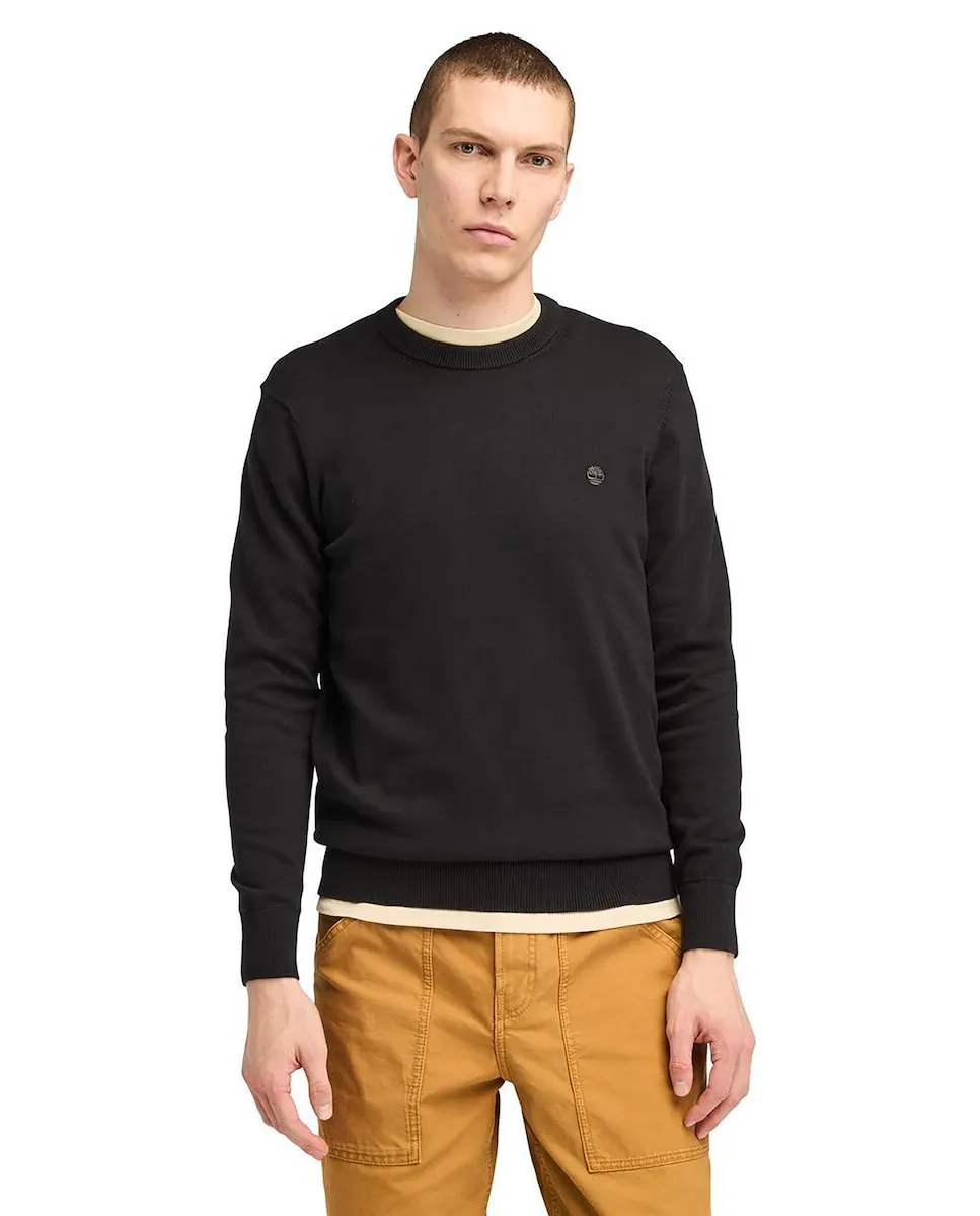 

Мужской хлопковый свитер с круглым вырезом Timberland, черный