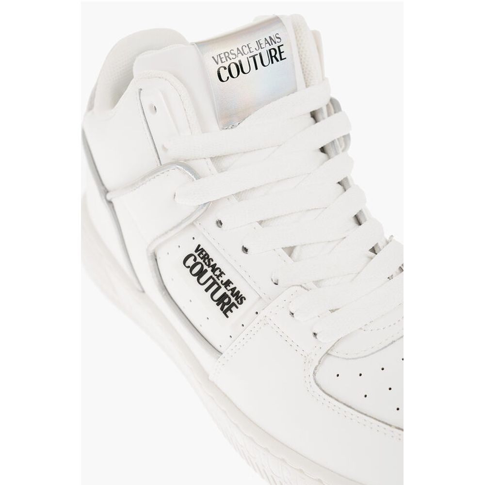 Кроссовки JEANS COUTURE из кожи MEYSSA с переливающейся отделкой Versace, White — фото 4