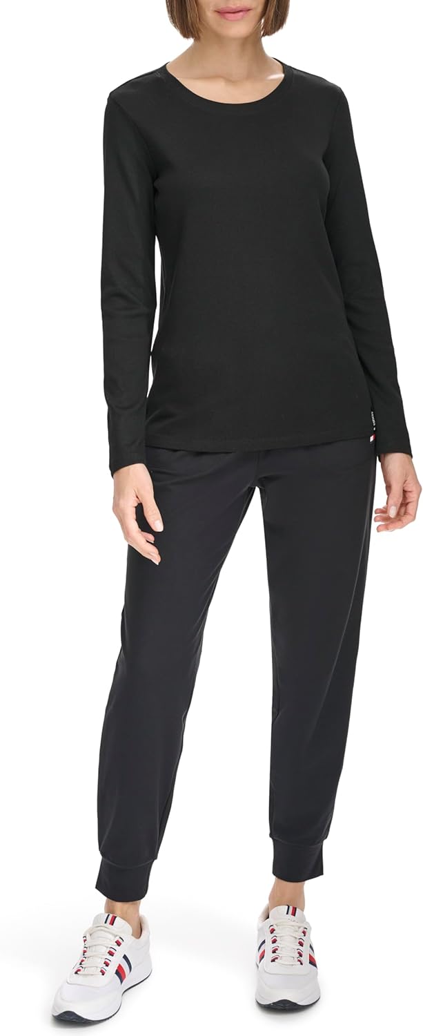 

Женская рубашка Tommy Hilfiger с круглым вырезом и длинными рукавами в рубчик, Black