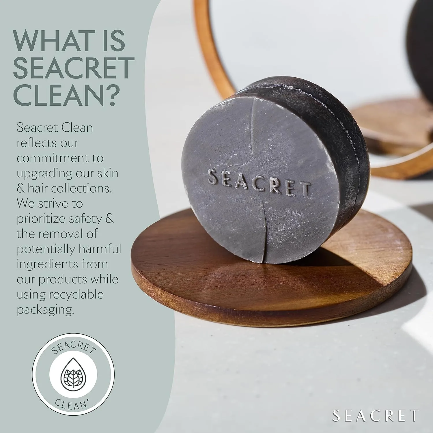 SEACRET Dead Sea Mud Soap Bar - очищающее средство для глубокой очистки и сужения пор с 21+ минералами и гамамелисом, натуральный скрабирующий спа-бар для нормальной и жирной кожи, без SLS, без отдушек, 125 г, Black — фото 4