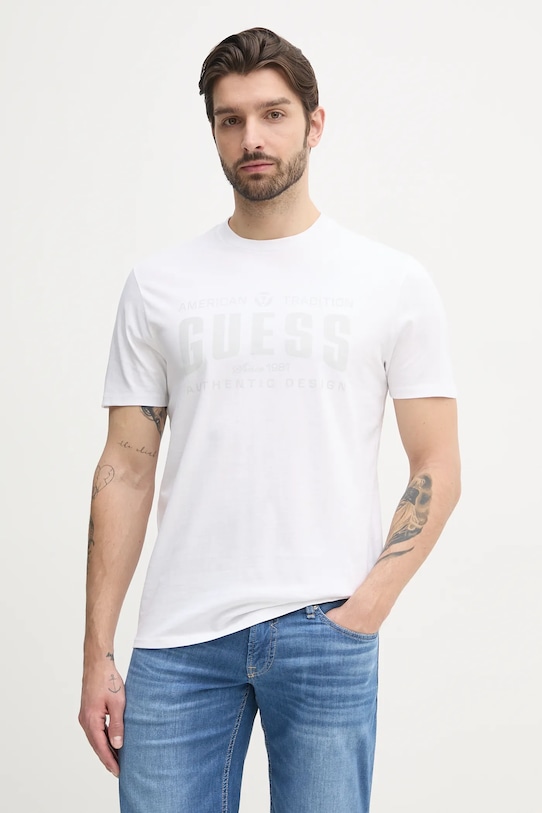 

Хлопковая футболка Guess, белый