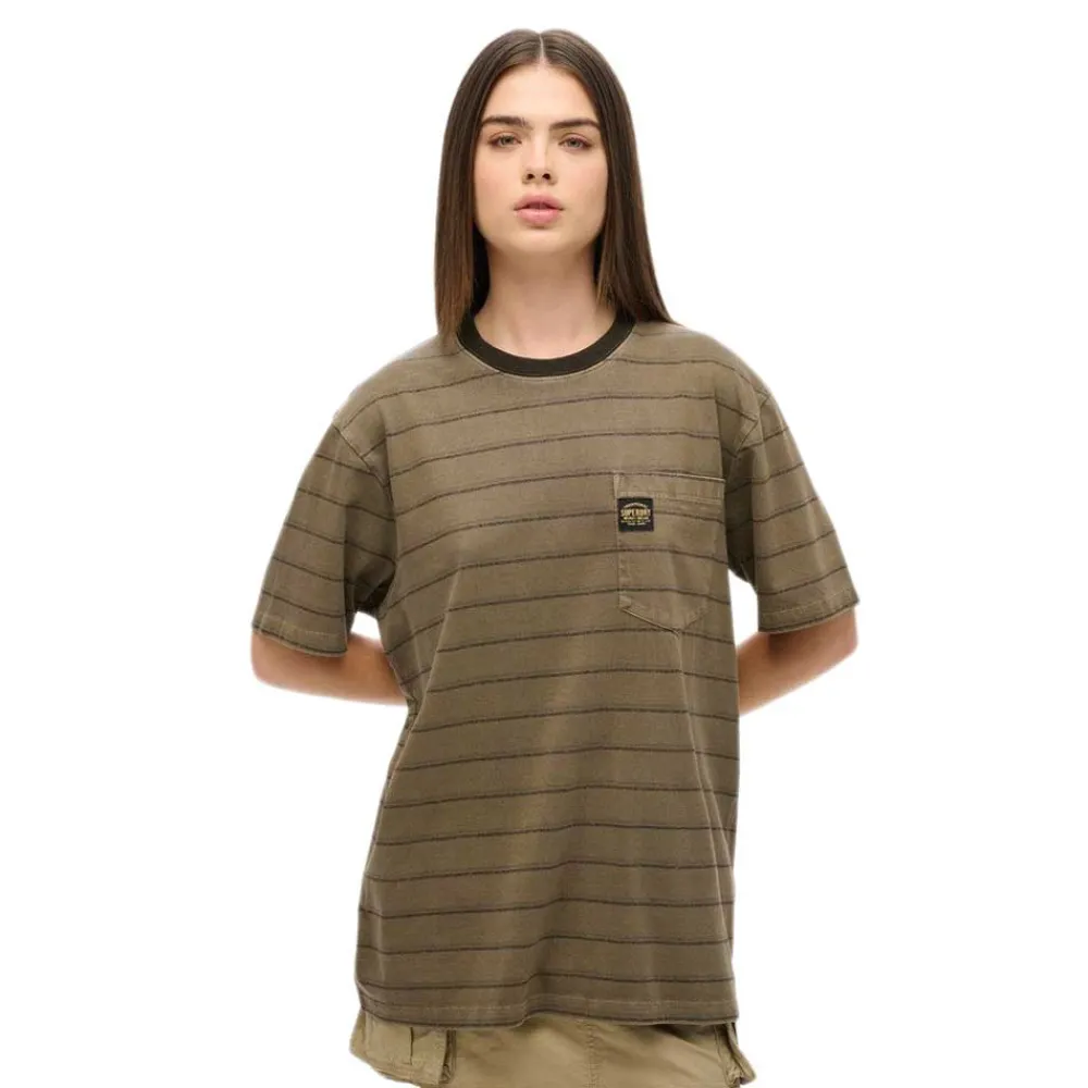 

Футболка с коротким рукавом Superdry Textured Pocket, коричневый