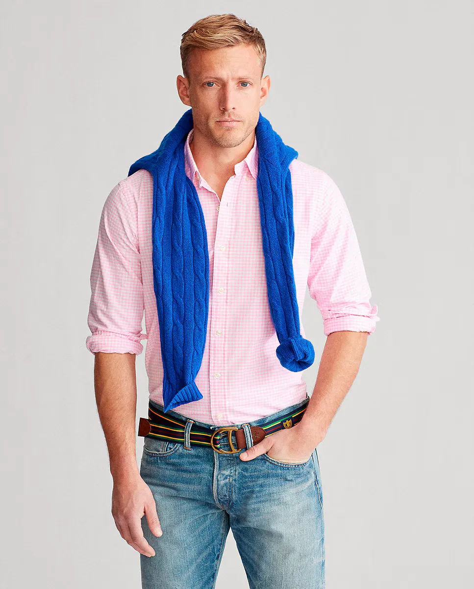 

Приталенная мужская рубашка Оксфорд Polo Ralph Lauren, цвет Rosa claro