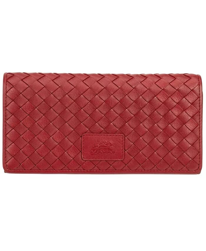 

Женская коллекция Basket Weave, защищенный RFID-кошелек тройного сложения Mancini, красный