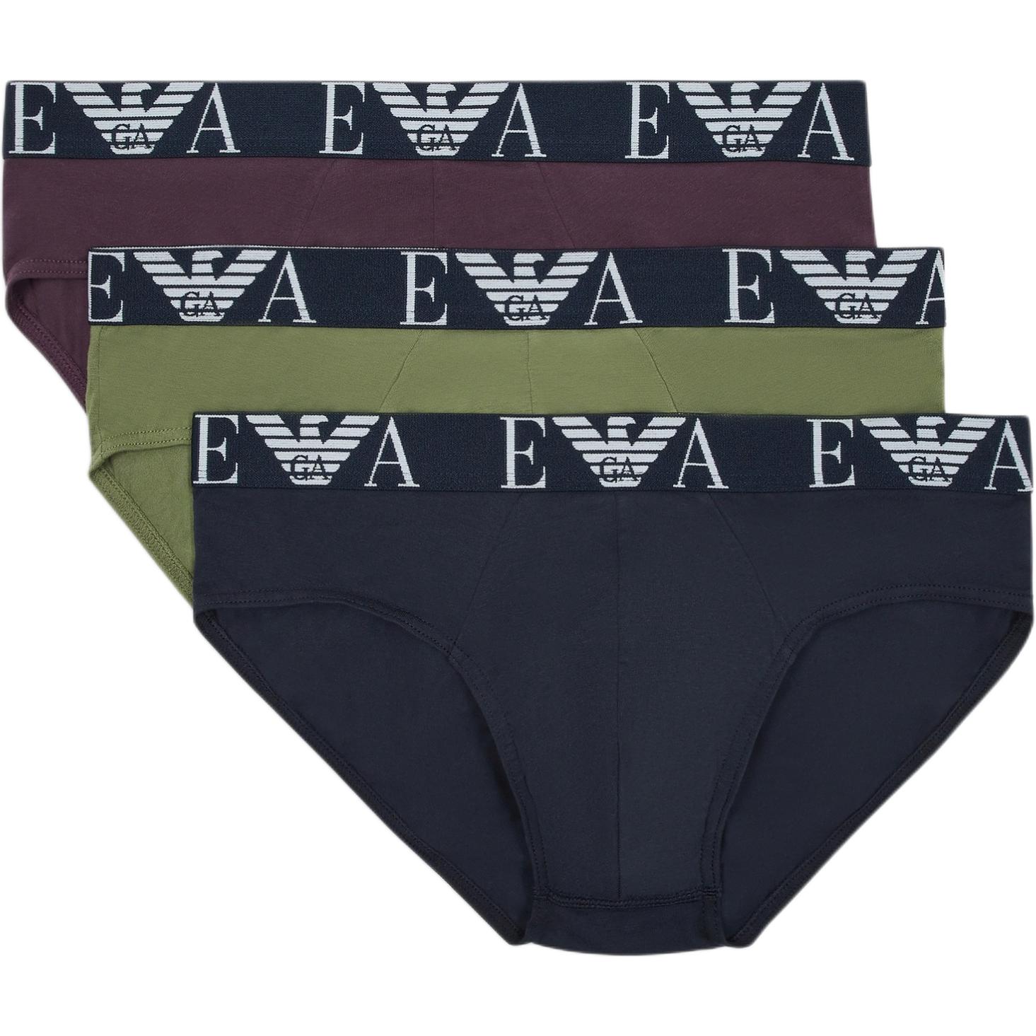 

Тройка трусов с ярким логотипом-монограммой EMPORIO ARMANI, фиолетовый