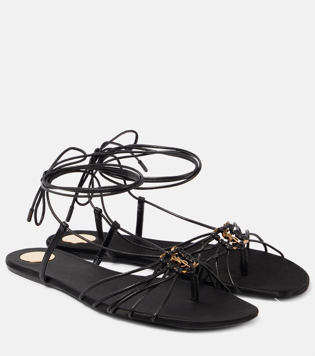 Сандалии Cassandre из кожи Babylone Saint Laurent, нуар