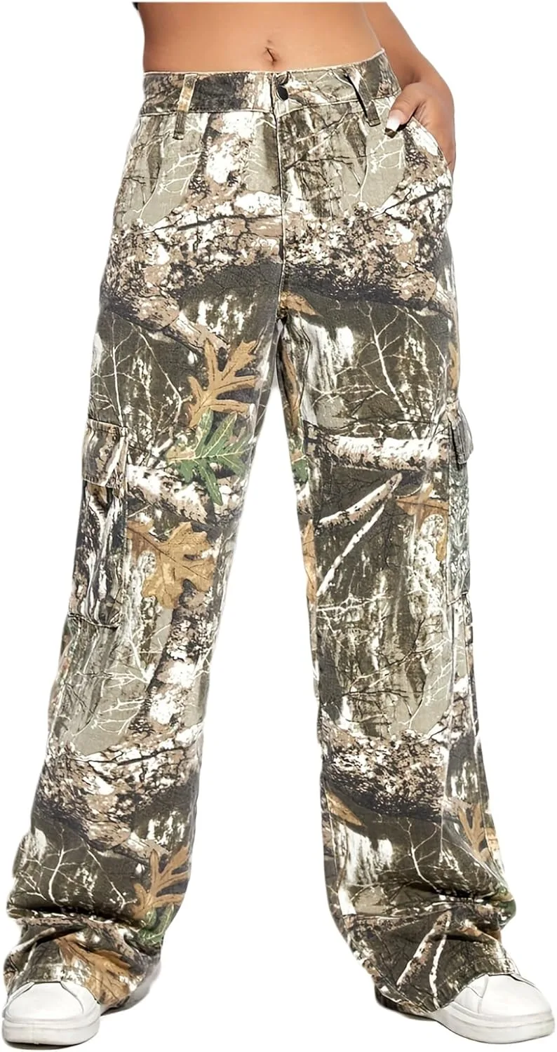 

Женские джинсы Printed Cargo Casual Straight high-Waisted Dressnu