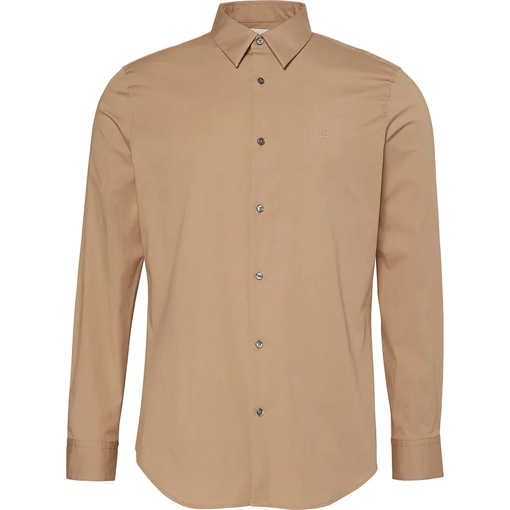 

Рубашка Calvin Klein Solid Stretch Slim Fit, бежевый