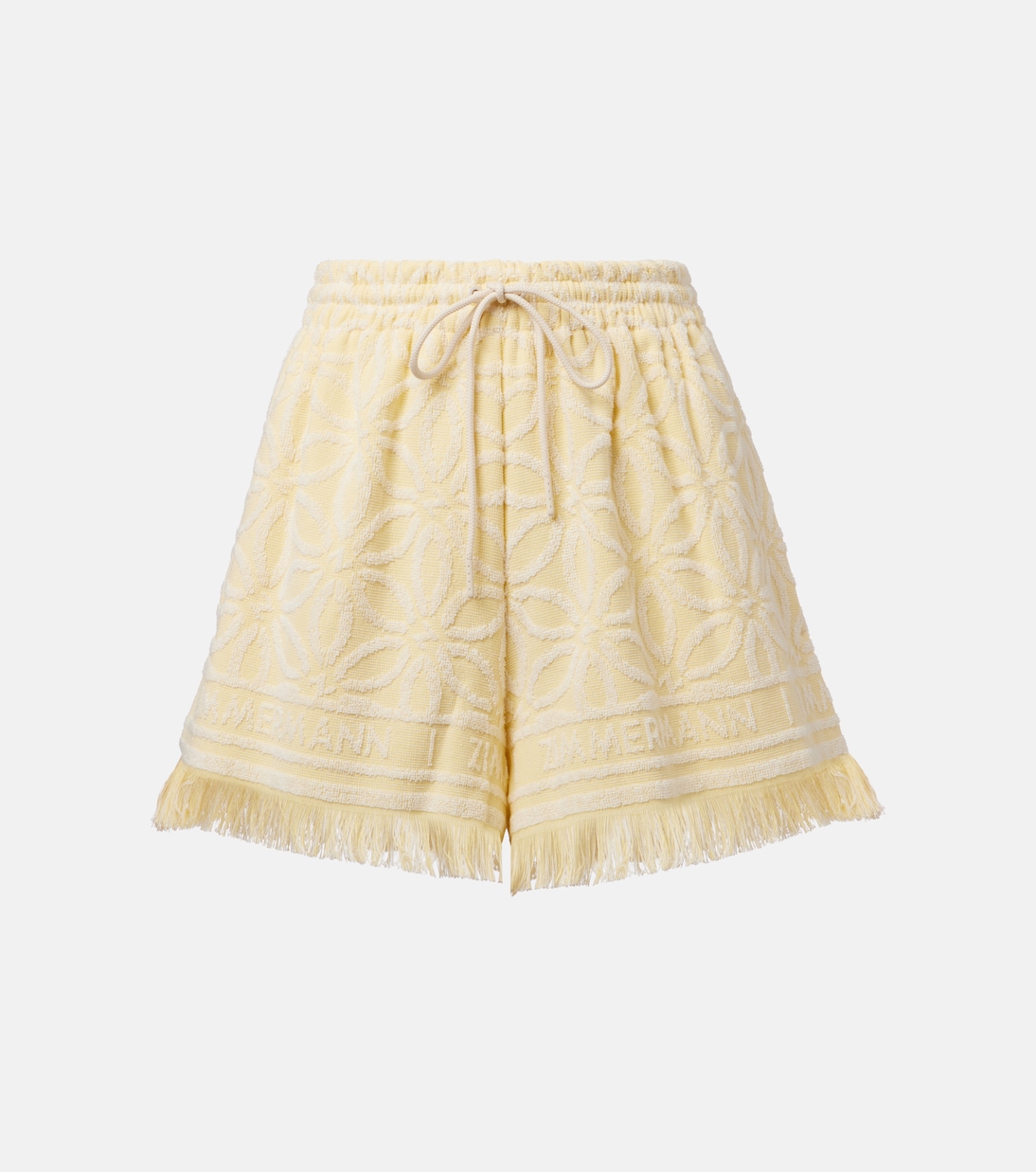 

Шорты из кокосового хлопкового махрового полотна Zimmermann, Yellow/Cream