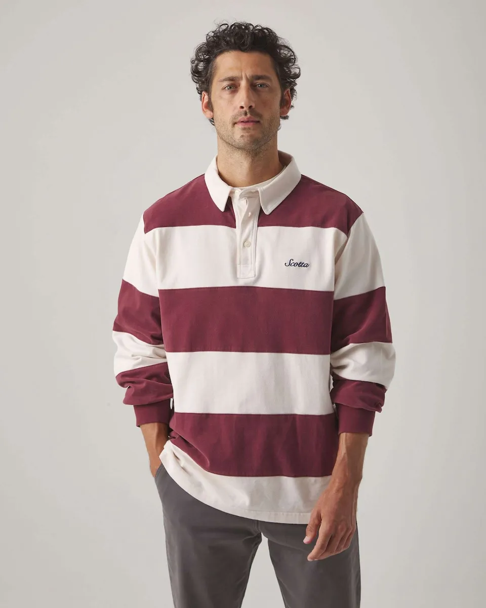 

Мужская бордовая рубашка-поло с длинным рукавом Scotta 1985