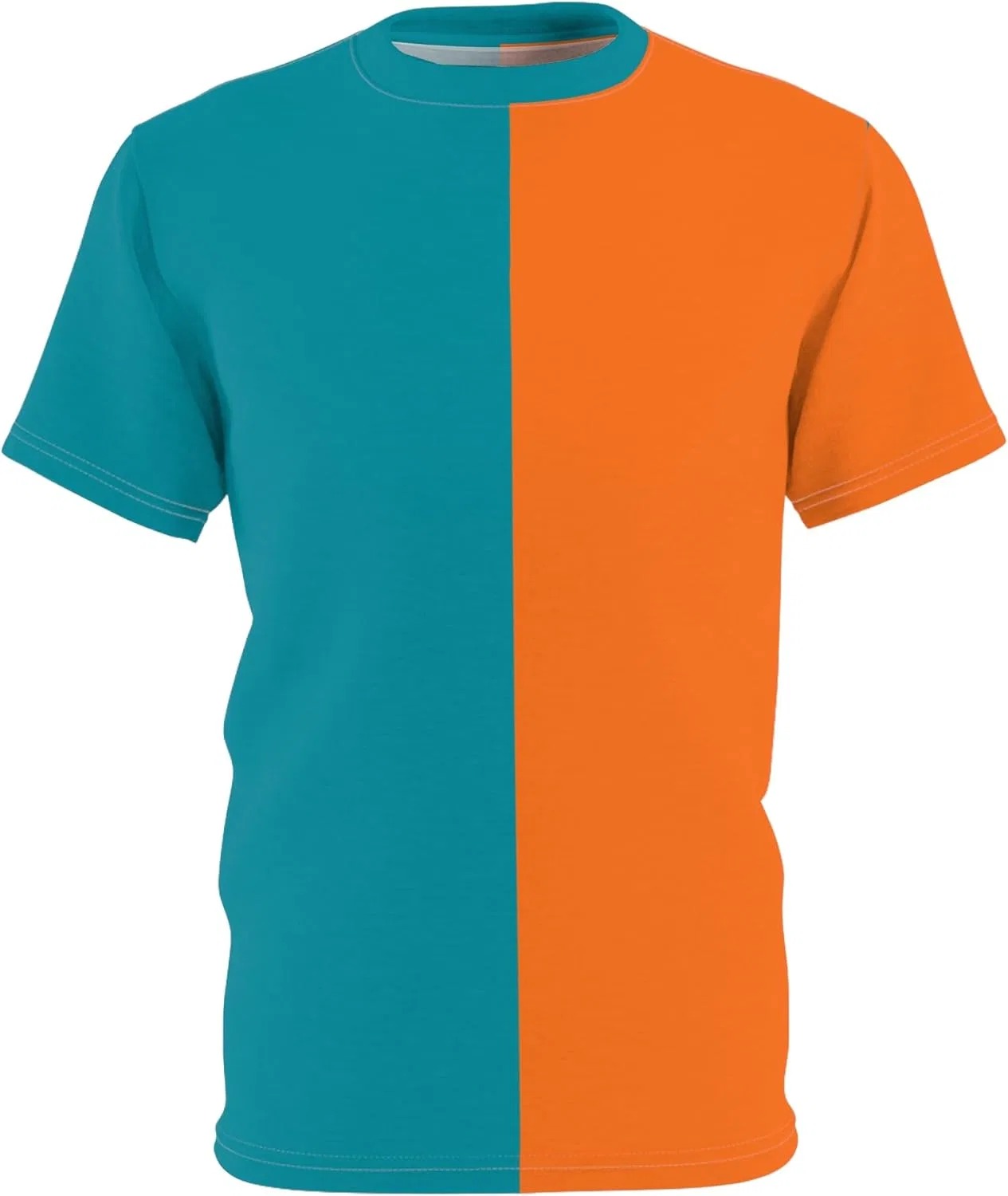 Футболка активная GENERIC, Half Aqua Half Orange, White Stitching — фото 3