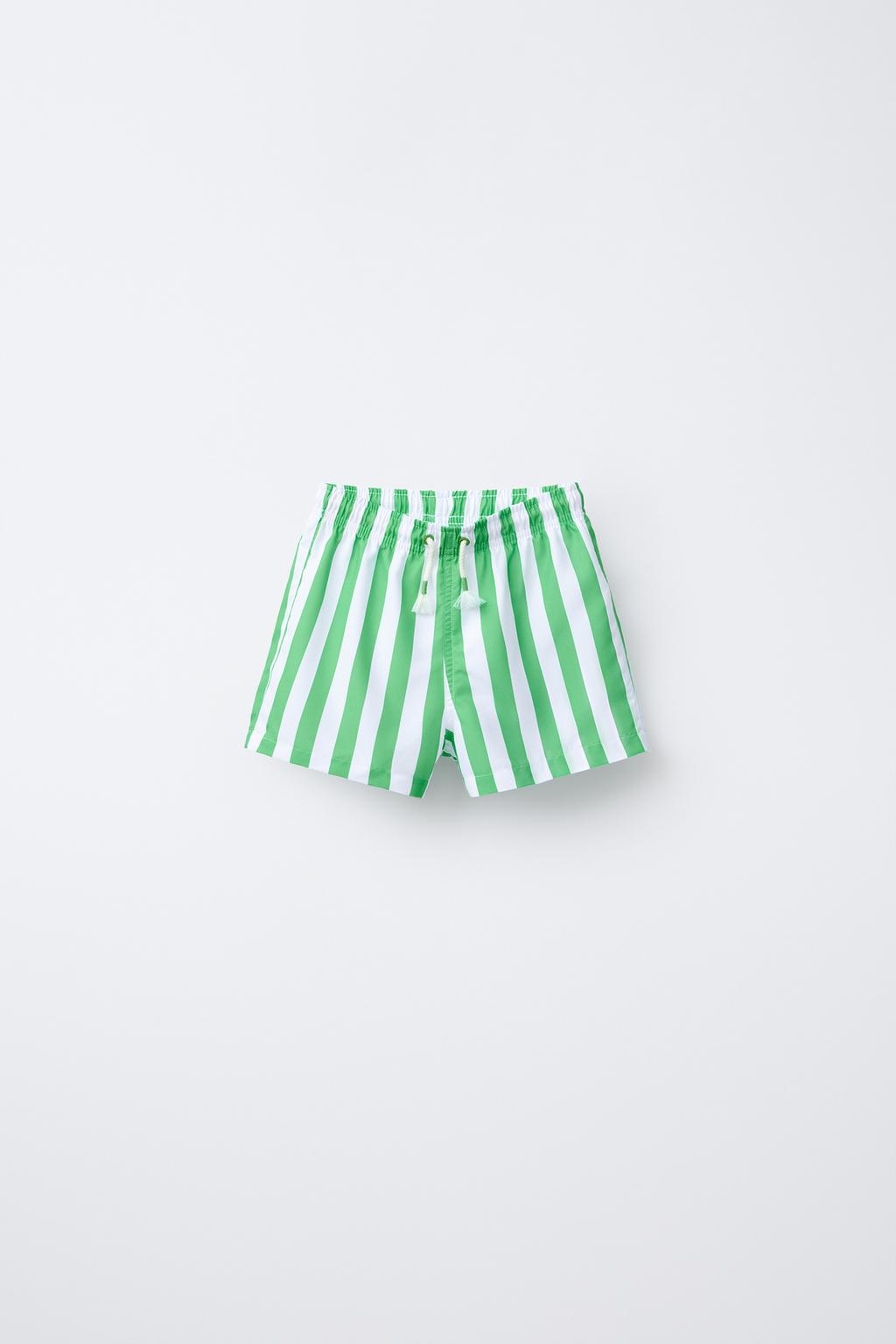 

6-14 лет / полосатые плавательные шорты ZARA, зеленый