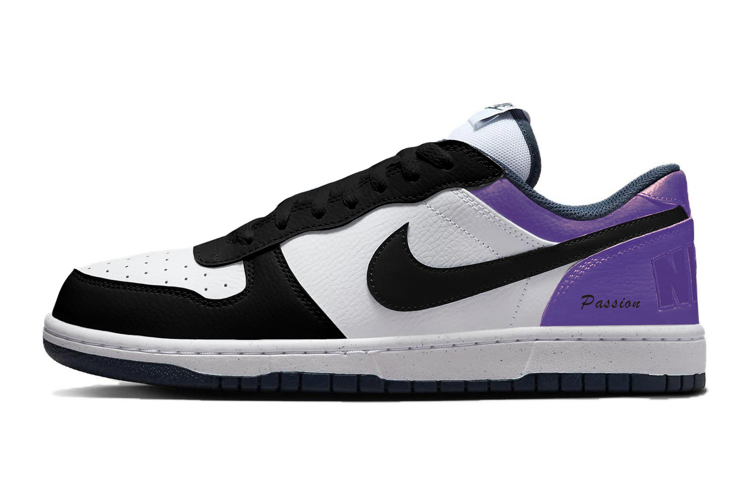 

Nike Большие черный с фиолетовыми вставками из синтетической кожи, с кожаной амортизацией, износостойкие низкие скейтбордные кроссовки унисекс