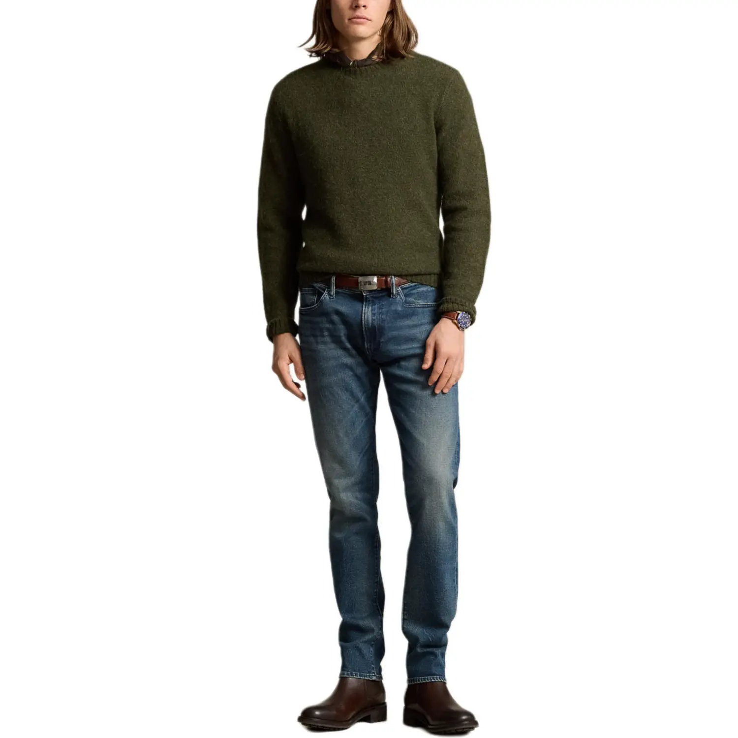 FW24 Свитер мужской листовой зелёный Polo Ralph Lauren, зеленый — фото 4