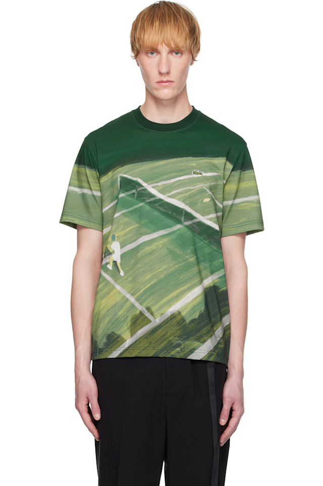 

Графическая классическая футболка Lacoste, зеленый