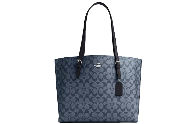 

Сумка-шоппер Mollie PVC с кожаными деталями женская тёмно-морская синяя COACH