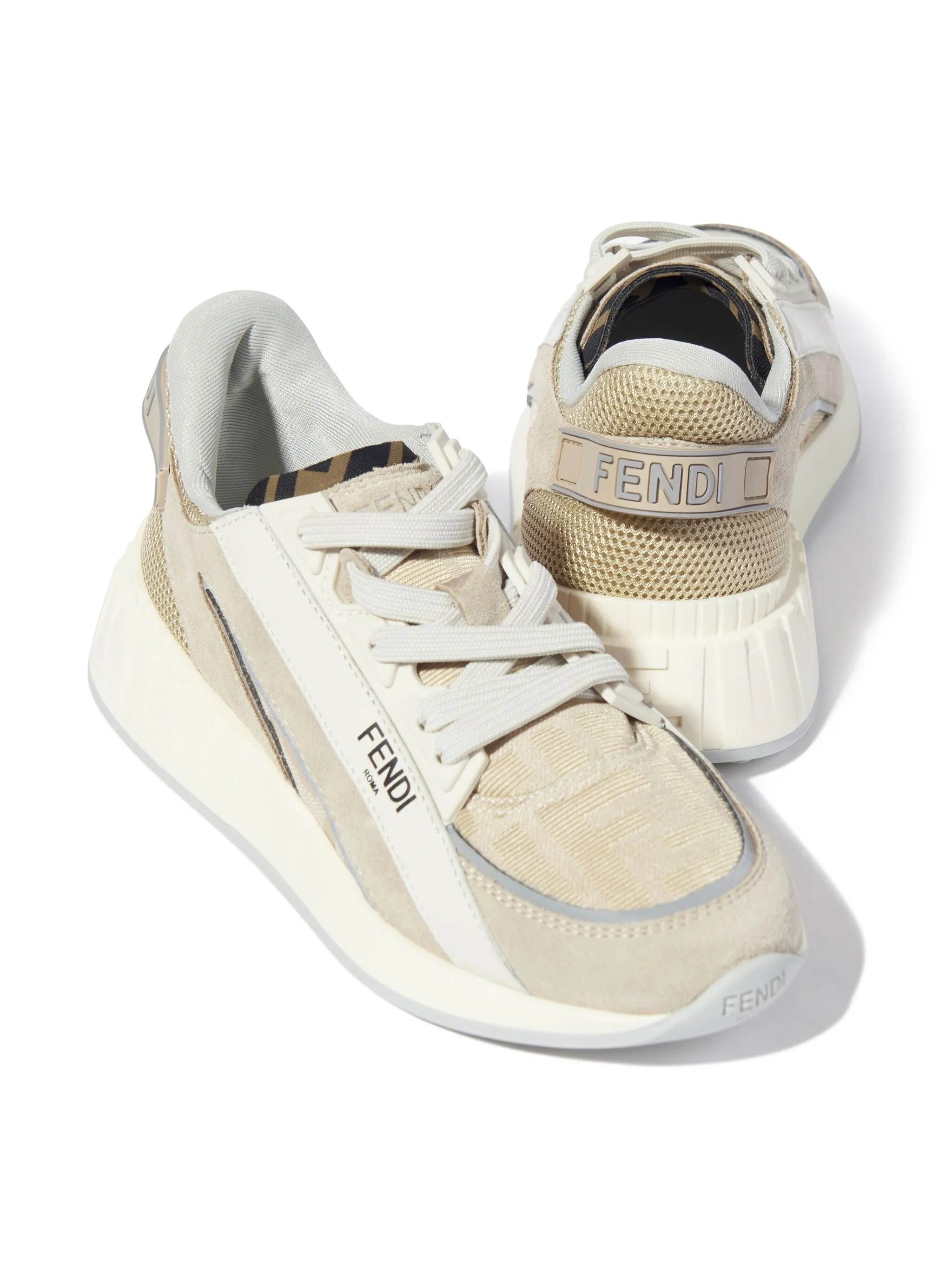 

Кроссовки с жаккардовым логотипом FF Fendi Kids, нейтральный