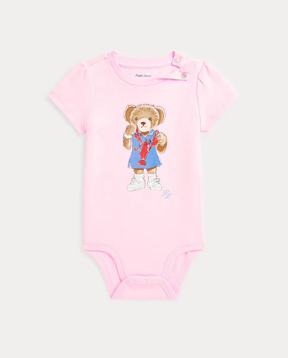 

Боди для девочки из хлопка с Polo Bear Polo Ralph Lauren, светло-розовый
