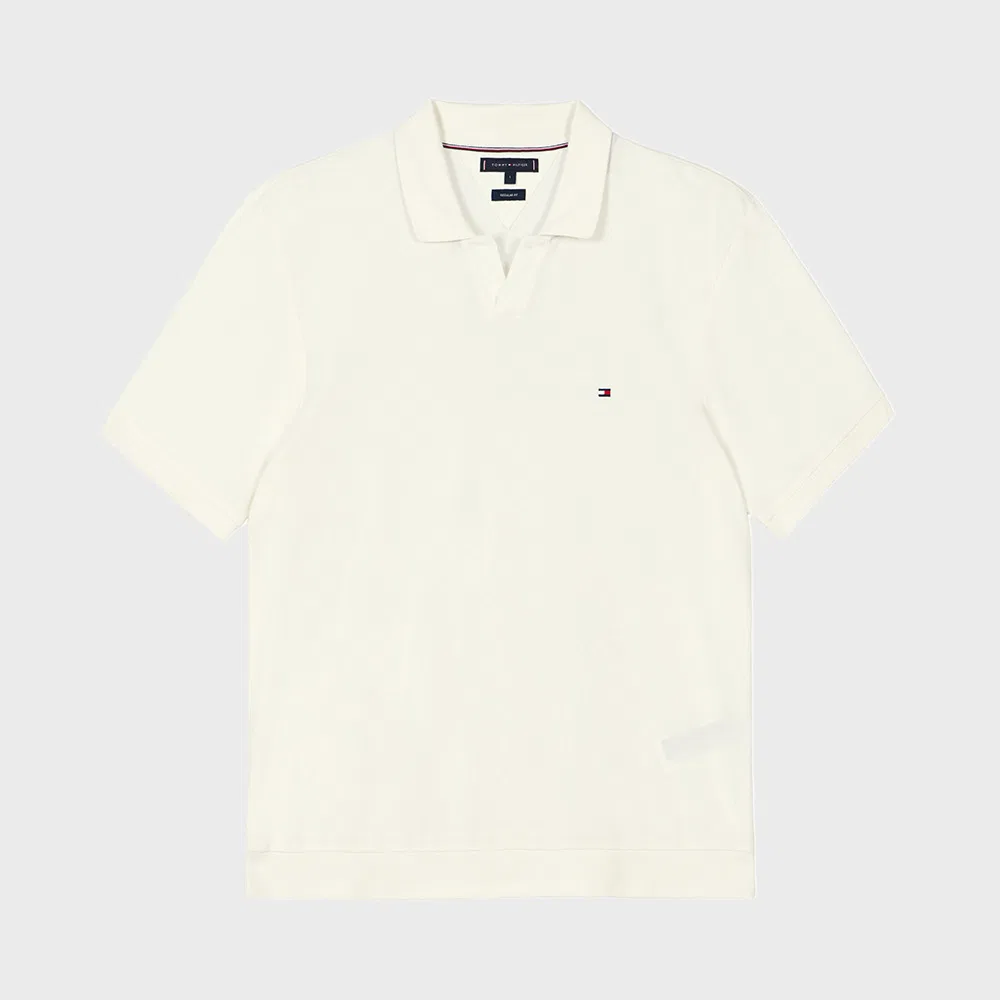 Мужская поло-рубашка с открытым воротником, айвори, от Tommy Hilfiger