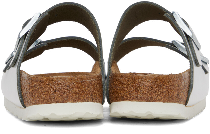 Серебряные узкие сандалии Arizona с мягкой стелькой Birkenstock — фото 2