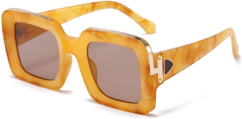 

MUTYNE Модные квадратные солнцезащитные очки для женщин, увеличенная оправа с цветочным рисунком, ретро-солнцезащитные очки в стиле стимпанк, пластиковые очки для женщин, Yellow Brown