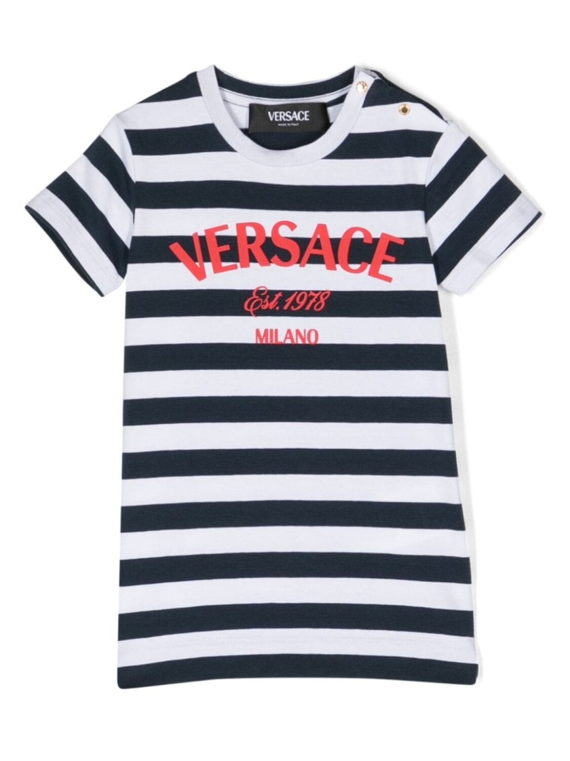 

Versace Kids футболка в полоску с логотипом, белый