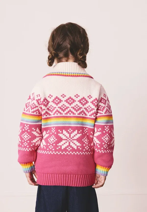 Джемпер Regular fit fairisle quarter zip family christmas jumper Little Bird, розовый