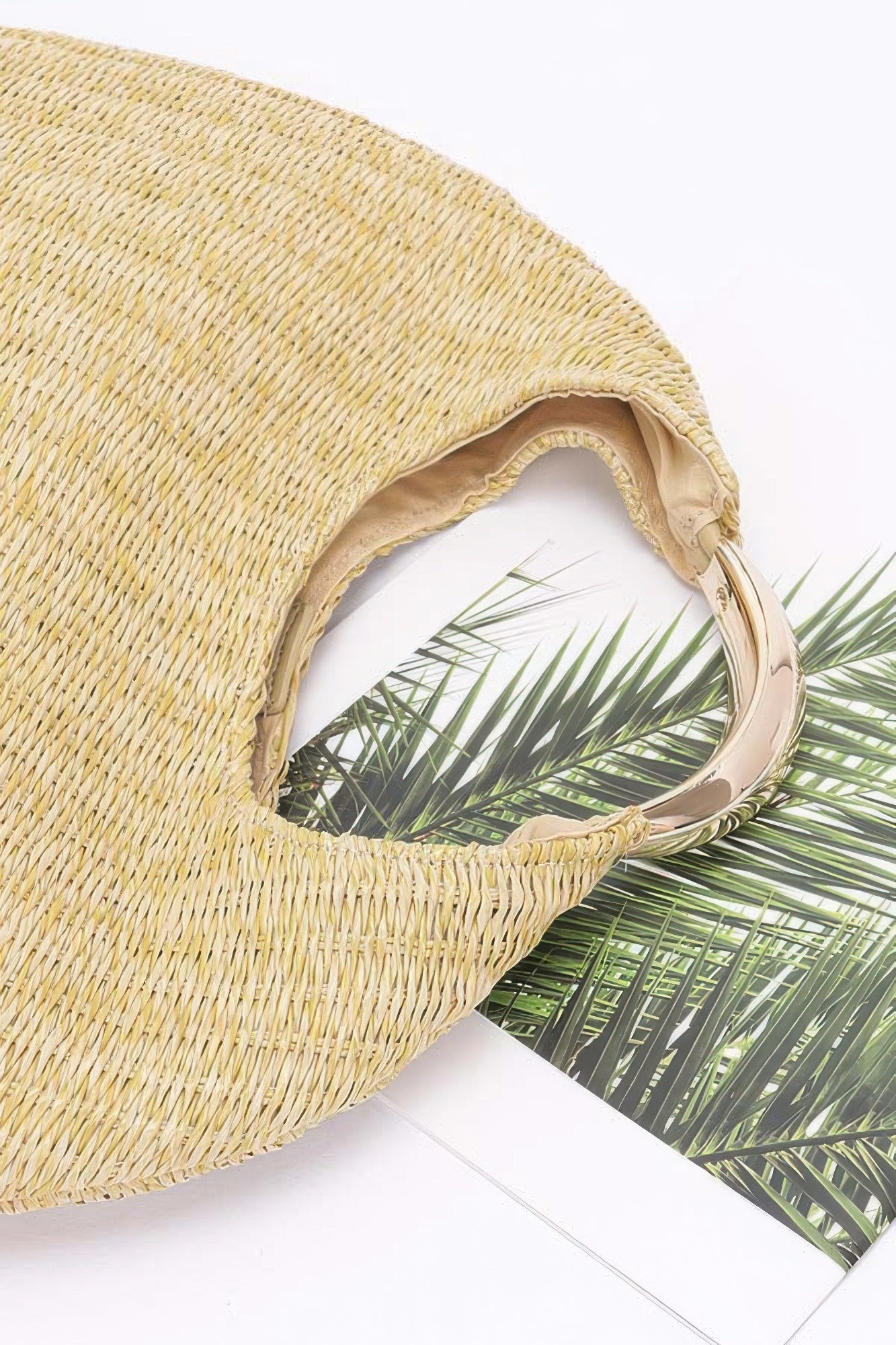 

Женская сумка-хобо с металлической ручкой под искусственную солому FASHNZFAB, хаки